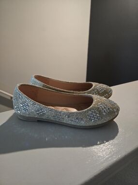 Size 11c Sparkling Gold Rhinestone Ballet Flats - Women's Dress Shoes